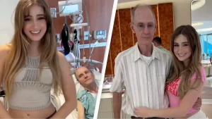 Woman dances next to elderly boyfriend’s hospital bed while claiming she’s been named in his will