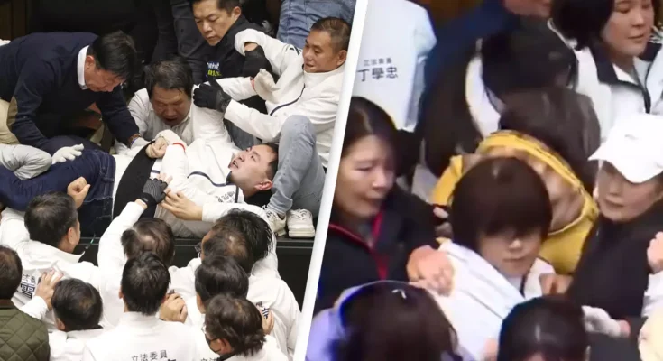 'Horrifying' video shows lawmakers getting into brawl in parliament over controversial bills that would 'damage democracy'