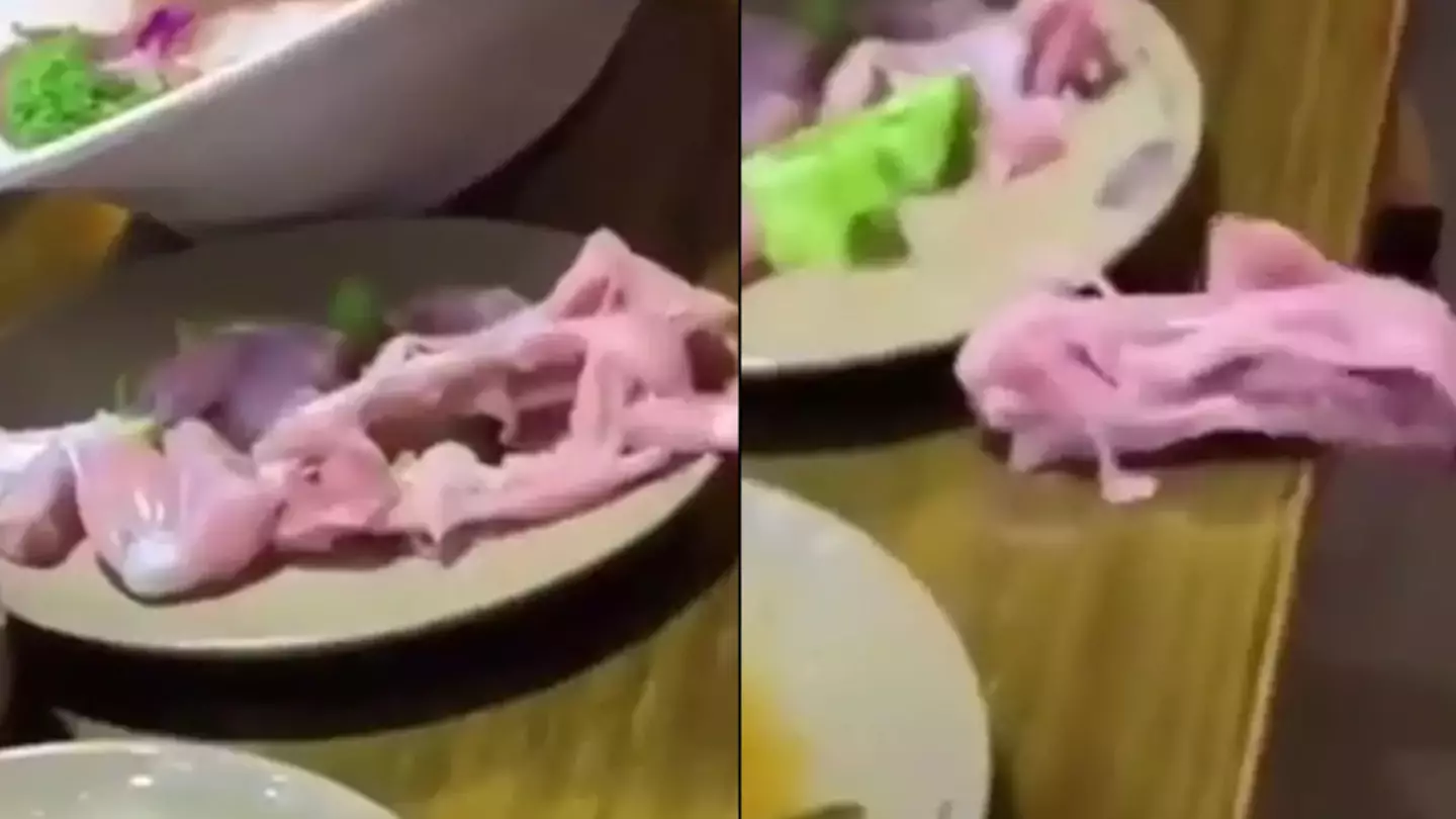 Restaurant customers left screaming after horrifying moment 'zombie' meat 'crawls off' dinner plate