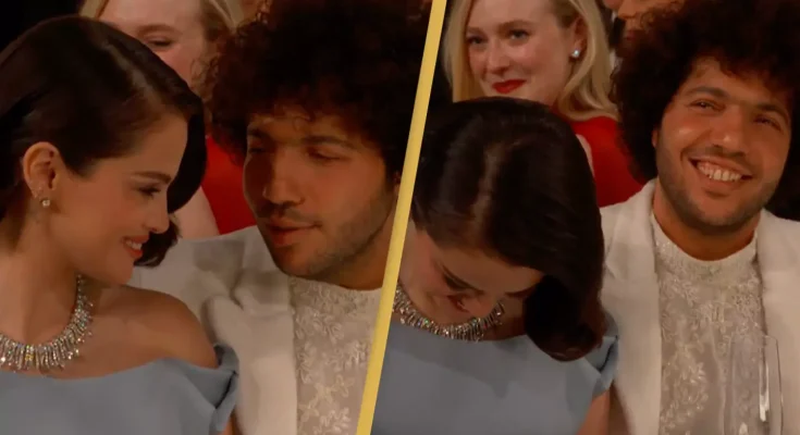 Selena Gomez and Benny Blanco react to brutal roast from host Nikki Glaser at the Golden Globes