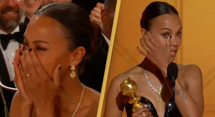 Zoe Saldaña wins best supporting actress for Emilia Pérez at the Golden Globes