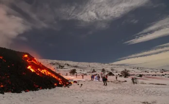 Italy’s warning to ‘wild’ tourists skiing on erupting Mount Etna volcano