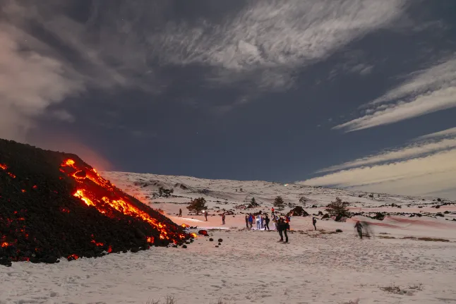Italy’s warning to ‘wild’ tourists skiing on erupting Mount Etna volcano