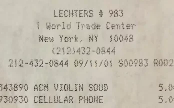 Haunting detail in receipt from 'final ever purchase made' at World Trade Center on 9/11