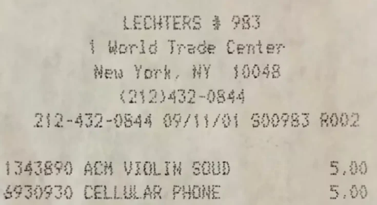 Haunting detail in receipt from 'final ever purchase made' at World Trade Center on 9/11