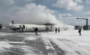 Shocking footage shows plane upside-down after crash landing in Canada