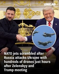 NATO jets scrambled after Russia attacks Ukraine with hundreds of drones just hours after Zelenskyy and Trump meeting