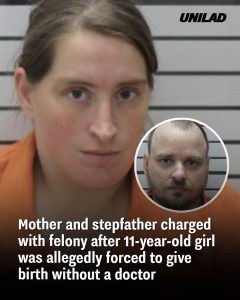 Mother and stepfather charged with felony after 11-year-old girl was allegedly forced to give birth without a doctor