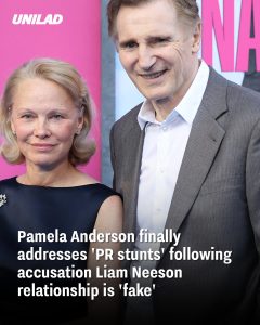 Finally addresses ‘PR stunts’ following accusation Liam Neeson relationship is ‘fake’